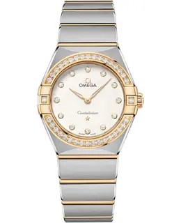 Omega Constellation Manhattan Quartz 28mm Silver Dial Diamond Yellow Gold and Stainless Steel Women's Watch 131.25.28.60.52.002