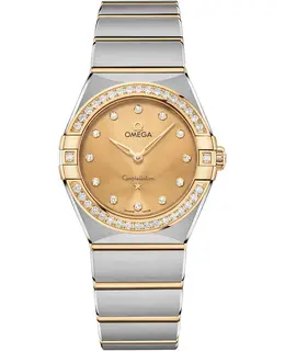 Omega Constellation Manhattan Quartz 28mm Champagne Dial Diamond Yellow Gold and Stainless Steel Women's Watch 131.25.28.60.58.001