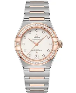 Omega Constellation Manhattan Chronometer 29mm Silver Dial Diamond Rose Gold and Stainless Steel Women's Watch 131.25.29.20.52.001