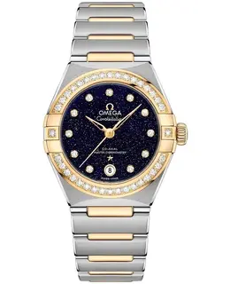 Omega Constellation Manhattan Chronometer 29mm Blue Dial Diamond Yellow Gold and Stainless Steel Women's Watch 131.25.29.20.53.001