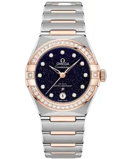 Omega Constellation Manhattan Chronometer 29mm Blue Dial Diamond Rose Gold and Stainless Steel Women's Watch 131.25.29.20.53.002