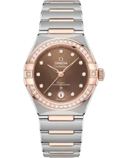 Omega Constellation Manhattan Chronometer 29mm Brown Dial Diamond Rose Gold and Stainless Steel Women's Watch 131.25.29.20.63.001