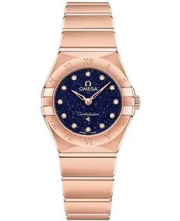 Omega Constellation Manhattan Quartz 25mm Blue Dial Diamond Rose Gold Women's Watch 131.50.25.60.53.002