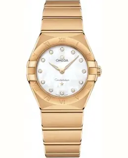 Omega Constellation Manhattan Quartz 28mm Mother of Pearl Dial Diamond Yellow Gold Women's Watch 131.50.28.60.55.002