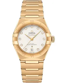 Omega Constellation Manhattan Chronometer 29mm Silver Dial Diamond Yellow Gold Women's Watch 131.50.29.20.52.002