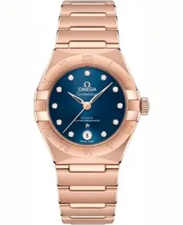 Omega Constellation Manhattan Chronometer 29mm Blue Dial Diamond Rose Gold Women's Watch 131.50.29.20.53.001