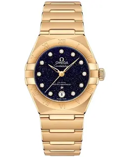 Omega Constellation Manhattan Chronometer 29mm Blue Dial Diamond Yellow Gold Women's Watch 131.50.29.20.53.002