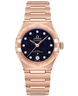 Omega Constellation Manhattan Chronometer 29mm Blue Dial Diamond Rose Gold Women's Watch 131.50.29.20.53.003