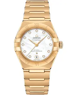 Omega Constellation Manhattan Chronometer 29mm Mother of Pearl Dial Diamond Yellow Gold Women's Watch 131.50.29.20.55.002