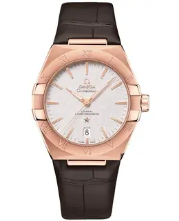 Omega Constellation Co-Axial Master Chronometer Silver Dial Sednaâ¢ Gold Brown Leather Strap Men's Watch 131.53.39.20.02.001