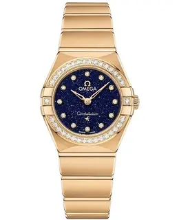 Omega Constellation Manhattan Quartz 25mm Blue Dial Diamond Yellow Gold Women's Watch 131.55.25.60.53.001