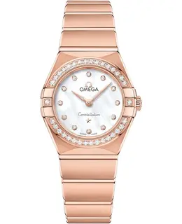 Omega Constellation Manhattan Quartz 25mm Mother of Pearl Dial Diamond Rose Gold Women's Watch 131.55.25.60.55.001