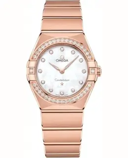 Omega Constellation Manhattan Quartz 28mm Mother of Pearl Dial Diamond Rose Gold Women's Watch 131.55.28.60.55.001