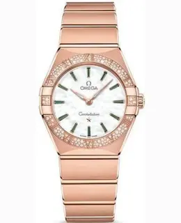Omega Constellation Manhattan Quartz 28mm Mother of Pearl Dial Diamond Rose Gold Women's Watch 131.55.28.60.55.005