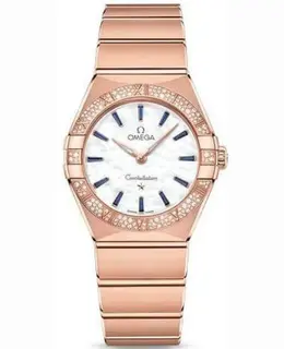 Omega Constellation Manhattan Quartz 28mm Mother of Pearl Dial Diamond Rose Gold Women's Watch 131.55.28.60.55.007