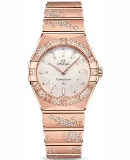 Omega Constellation Manhattan Quartz 28mm Mother of Pearl Dial Diamond Rose Gold Women's Watch 131.55.28.60.99.001