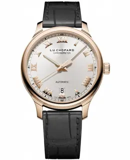 Chopard L.U.C 1937 Silver Dial Black Leather Men's Watch 161937-5001