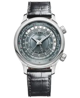 Chopard L.U.C Time Traveler One Grey Dial Black Leather Strap Men's Watch 161942-9001