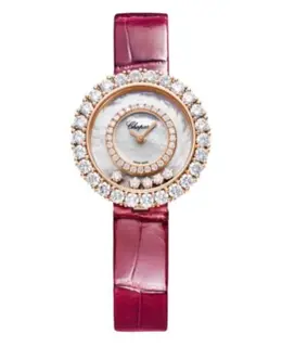 Chopard Happy Diamonds Mother of Pearl Diamond Dial Leather Strap Women's Watch 205369-5001