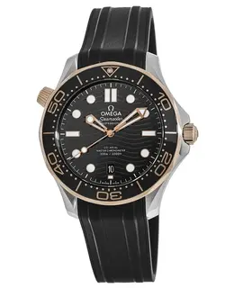 Omega Seamaster Diver 300M Black Dial Steel & Sedna Gold Rubber Strap Men's Watch 210.22.42.20.01.002