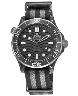 Omega Seamaster Diver 300M Ceramic Black Dial Fabric Strap Men's Watch 210.92.44.20.01.002