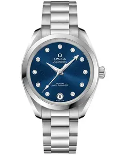 Omega Seamaster Aqua Terra 150m Master Co-Axial Chronometer 34 MM Blue Dial Stainless Steel Women's Watch 220.10.34.20.53.001