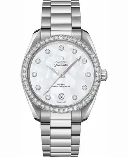 Omega Seamaster Aqua Terra 150m Master Co-Axial Chronometer 38 MM Mother of Pearl Diamond Dial Stainless Steel Women's Watch 220.15.38.20.55.001 220.1