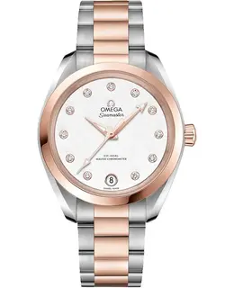 Omega Seamaster Aqua Terra 150m Master Co-Axial Chronometer 34 MM Silver Dial Steel and Rose Gold Women's Watch 220.20.34.20.52.001 220.20.34.20.52.00