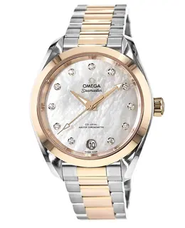 Omega Seamaster Aqua Terra 150m Master Co-Axial Chronometer 34 MM Mother of Pearl Dial Steel and Rose Gold Women's Watch 220.20.34.20.55.001 220.20.34