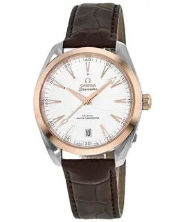 Omega Seamaster Aqua Terra 150m Master Co-Axial Chronometer Silver Dial Brown Leather Strap Men's Watch 220.23.41.21.02.001