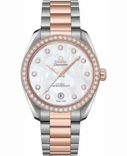 Omega Seamaster Aqua Terra 150m Master Co-Axial Chronometer 38 MM Mother of Pearl Diamond Dial Steel and Rose Gold Women's Watch 220.25.38.20.55.001 2