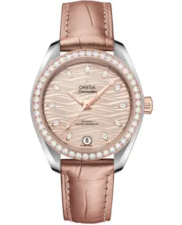 Omega Seamaster Aqua Terra 150m Master Co-Axial Grey Dial Diamond Leather Strap Women's Watch 220.28.34.20.59.001