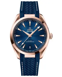 Omega Seamaster Aqua Terra 150m Master Co-Axial Chronometer 41 MM Blue Dial Blue Rubber Strap Men's Watch 220.52.41.21.03.001