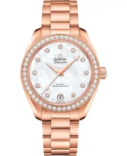 Omega Seamaster Aqua Terra 150m Master Co-Axial Chronometer 34 MM Rose Gold Mother of Pearl Diamond Dial Women's Watch 220.55.34.20.55.001 220.55.34.2