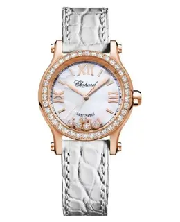 Chopard Happy Sport Mother of Pearl Diamond Leather Strap Women's Watch 274893-5010