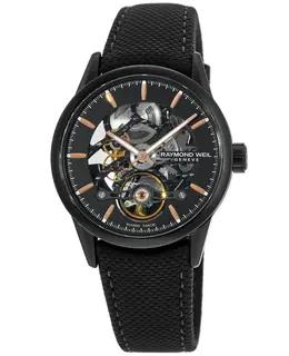 Raymond Weil Freelancer Automatic Black Skeleton Dial Black Leather Strap Men's Watch 2785-bc5-20001