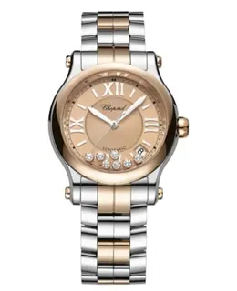 Chopard Happy Sport Medium Automatic 36mm Rose Gold Dial Steel Women's Watch 278559-6019
