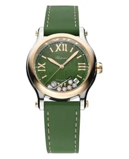 Chopard Happy Sport Medium Automatic 36mm Green Dial Leather Strap Women's Watch 278559-6022