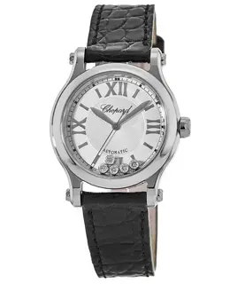 Chopard Happy Sport 30mm Floating Diamonds Automatic Leather Strap Women's Watch 278573-3011