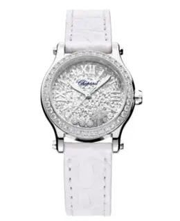 Chopard Happy Snowflakes Silver Tone Dial Leather Strap Women's Watch 278573-3023