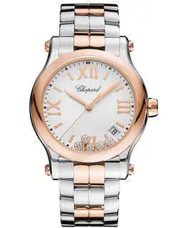 Chopard Happy Sport Medium 36mm Rose Gold & Steel Floating Diamonds Women's Watch 278582-6002
