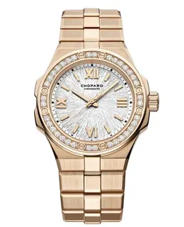 Chopard Alpine Eagle 33 Grey Dial Diamond Rose Gold Women's Watch 295384-5001
