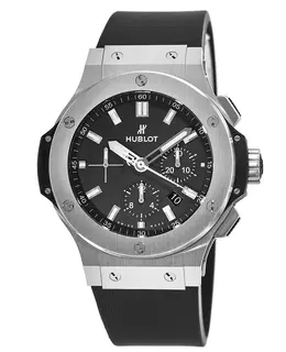 Hublot Big Bang 44mm Stainless Steel Black Chronograph Rubber Strap Men's Watch 301.sx.1170.rx