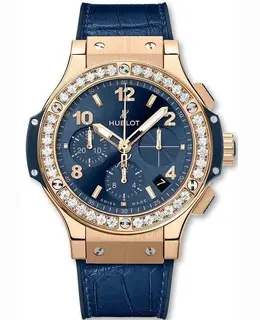 Hublot Big Bang 41mm Blue Dial Diamond Rubber Strap Men's Watch 341.px.7180.lr.1204