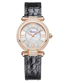 Chopard Imperiale Automatic 29mm Mother of Pearl Dial Diamond 18K Rose Gold Leather Strap Women's Watch 384319-5007