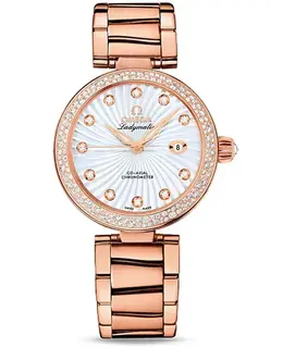 Omega De Ville 34mm Red Gold Diamond Watch Women's Watch 425.65.34.20.55.003