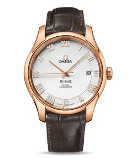 Omega Men's Watch Model 4315341215200 (Ref. 431.53.41.21.52.001) - Gold Case, Brown Alligator Leather Strap