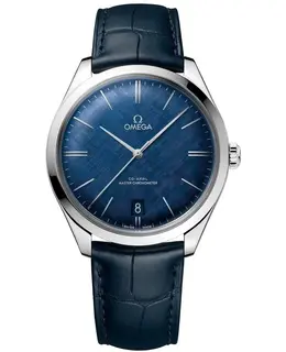 Omega De Ville Tresor Blue Dial Leather Strap Men's Watch 435.13.40.21.03.001