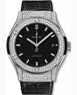 Hublot Classic Fusion Automatic Black Diamond Dial Black Leather Men's Watch 511.nx.1171.lr.1704