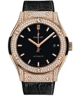 Hublot Classic Fusion Automatic Black Dial Diamond Black Leather Strap Men's Watch 542.ox.1181.lr.1704